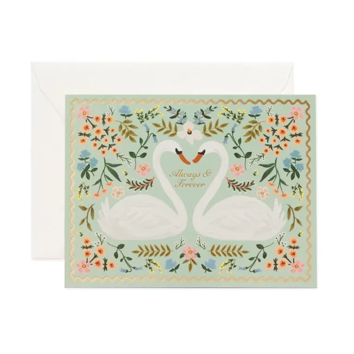 Always & Forever Swans Wedding Greeting Card