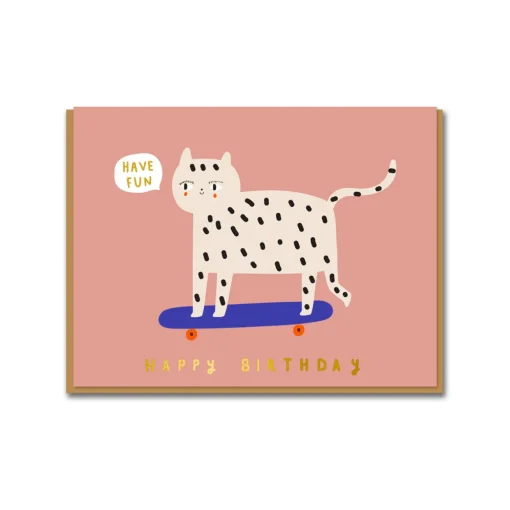 Snow Leopard Birthday Greeting Card