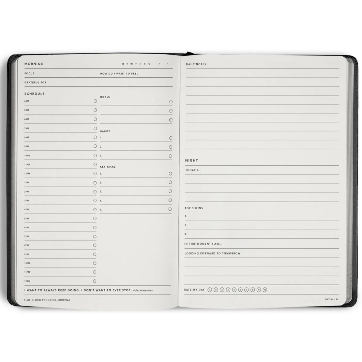 Time Block Progress Journal